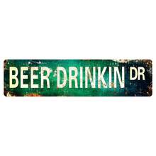 40x10cm Retro Plastic Sign Board "BEER DRINKIN DR" Vintage Crazy Beer Drinking Shelter Sign, Fashion Wall Art Plaque For Home Decor, Bathroom, Kitchen, Bar, House Wall Decoration Or As Unique Poster - Multicolor - View 6