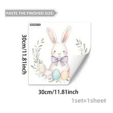 1pc Floral Wreath, Rabbit, Carrot Wall Sticker, Removable PVC Self-Adhesive Decal, Suitable For Spring Easter Bedroom, Living Room, Balcony And Window Decoration - Multicolor - View 8