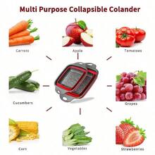 Collapsible Silicone Colander (Rad/Black) - Easy Storage, Ideal For Draining Pasta, Veggies & Fruits, Also Works As A Fruit/Berry Bowl, Must-Have For Campers - 紅黑色 - 查看 3