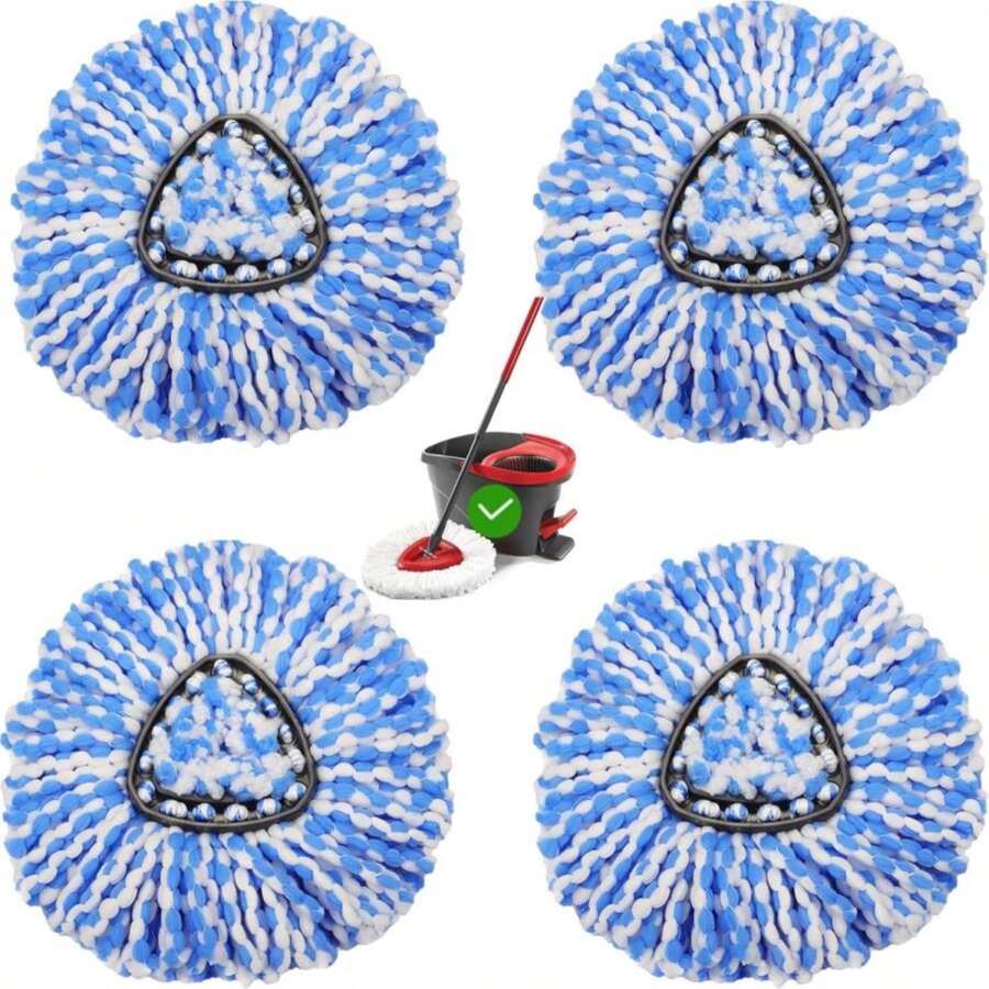 6 Pack Mop Replacement Heads For O-Ceda EasyWrin Spin Mop, Microfiber Spin Mop Refills, Easy Cleaning Mop Head Replacement White - MàuB - Xem 1