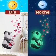 Mebix TRD Sticker Decorativo De Pared Panda Luminosa | Vinilo Infantil Autoadherible Removible | Pegatina Reutilizable Para Recámara o Sala(default)