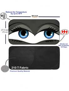 59.06" X 27.5" Foldable Car Windshield Sun Shade, Front Window Sunshade With Enhanced UV Protection, Suitable For Sedans, SUVs And Hatchbacks