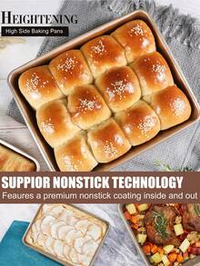 1 Stück tiefe Backform, 9/11/13 Zoll antihaftbeschichtete tiefe Kuchenform mit extra Höhe, rechteckige Kuchenform aus Kohlenstoffstahl, Backform für Truthahn, geeignet zum Backen von Bisquitkuchen, Biskuitrollen, Keksen, Brot, Kuchen, Lasagne, Brownies, Haushaltsbackzubehör, verwendbar zum Backen von Kuchen, im Ofen, zum Braten und in der Toastmaschine - Verschiedenfarbig - Übersicht 8
