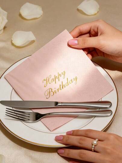 40/20/1pc 10*10 Inch Birthday Party Napkins - Birthday Decoration In The Style Of Ins - High Appearance Level Tablecloth - Cocktail Napkins - Oil-Resistant And Absorbent Tablecloth For Family, Valentine's Day, Wedding, Birthday Party, Theme Decoration