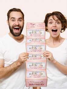 一套红色信封，粉色现金礼品袋，男女皆宜的生日礼物创意，派对小礼物，包含可折叠卡片和信封，趣味现金礼品展示，生日装饰，生日礼物，派对小礼物，节日礼物，周年纪念礼物 - 彩色 - 查看 7