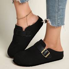 Women's Autumn And Winter New Slippers Women's Shoes All-Match Casual Half Slippers One-Step Shoes - 黑色 - 查看 3