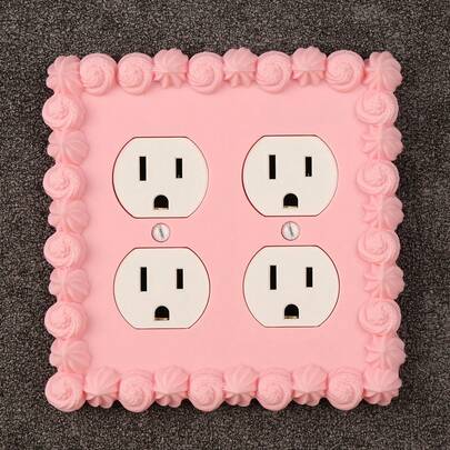 1 Stück rosa-cremefarbene Spitze Steckdosen Dekoration für Verliebte, süßer Mädchenstil Wandschalter Dekor, Schlafzimmer Wandlampen Schalter Dekor mit Schrauben, ohne Strombedarf