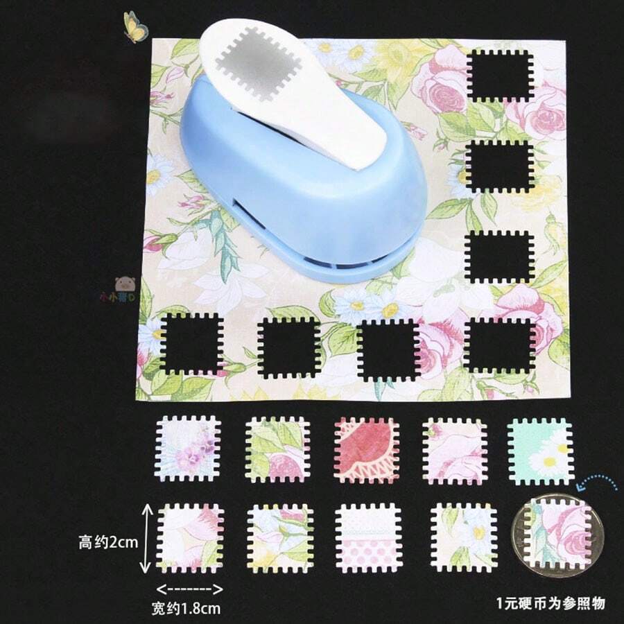 1件装印章压花工具，印章计划本打孔器，创意手工压花工具，文具材料收集工具 - 藍色 - 查看 1