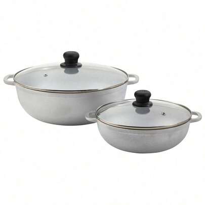 2.5/7.0qt Cast Aluminum Caldero 2pc Set With Glass Lid - 22/30cm