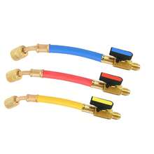 R134A R410A R22 R12 Refrigeration Charging Hose Set With Ball Valve, 1/4" SAE Thread AC HVAC Manifold Gauge Hose Kit, Low Loss Refrigerant Hoses With Ball Valves