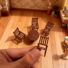 5件套娃娃屋迷你桌椅模型套装 - DIY模型 - 娃娃屋装饰 - 娃娃屋配件 - 场景摄影道具 - 室内家居3D模型布局 - 家居装饰 - 完美的节日礼物 - 彩色 - 查看 3
