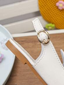 1 Pair Girls' Spring & Summer New Bowknot Rhinestone Soft Sole Open Toe Princess Flat Sandals, Children's Versatile Anti-Slip Roman Shoes Suitable For Travel, Vacation And School Wear - White - View 7