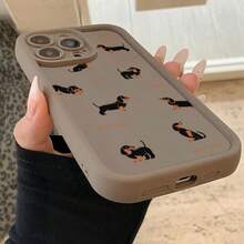 Dachshund Dog Pattern Phone Case, Cute Decorative Phone Protector Cover, Total Protective Shockproof Phone Cases Compatible With IPhone, Casing - Cool Brown - View 3