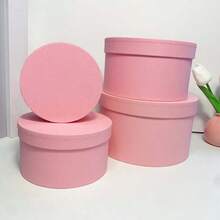 4pcs Pink Round Gift Boxes, Paper Material Stackable DIY Design, Large Capacity Multi-Size Storage For Toys, Stationery, Household Items, Ideal For Bedroom, Living Room Decor, Suitable For Valentine's Day, Wedding, Birthday, Daily Gifting - Multicolor - View 6