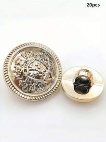 20pcs Vintage Gold Floral Plastic Buttons, High-End Coat, Jacket, Sweater, DIY Sewing Buttons