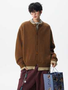 Men Cardigans - Brown - View 1