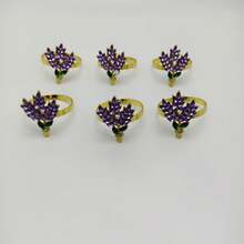 6pcs Bestselling Hotel Napkin Rings, Lavender Scented Flower Design Napkin Rings, Wholesale - Gold - View 7
