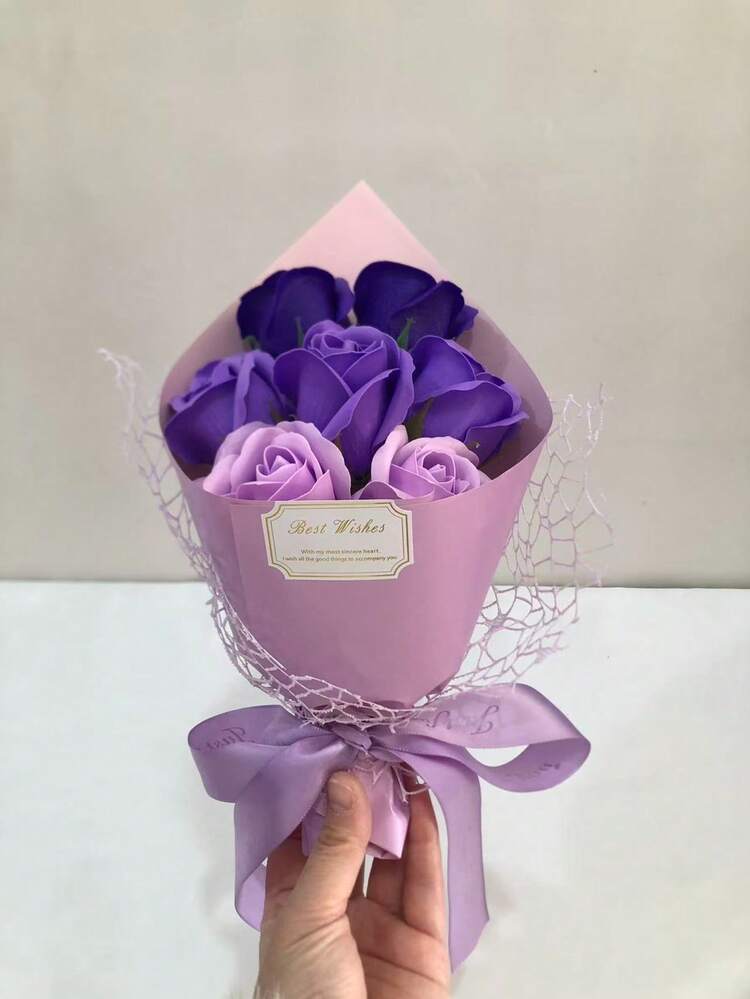 Valentine's Day Special: A Bouquet Of Handmade Soap Roses In Red, Blue, Purple, And Pink Colors, Romantic And Elegant, Long-Lasting Fragrance, Suitable For Gifting, Home Decor, Scene Setting, Also Suitable For Mother's Day, Birthdays, And Other Celebrations Throughout The Year. - Multicolor - View 11