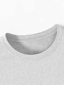 210g Pure Cotton Men's Versatile Loose Long Sleeve Top, New Fashion Holiday Print Round Neck Casual T-Shirt - Màu Xám nhạt - Xem 3