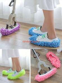 2 Pairs Mop Socks, Mop Slippers, Washable Floor Cleaning Shoe Covers, Soft Super Microfiber Dust Mop Socks, Fiber Cleaning Mop Replacement Pads, Reusable, Suitable For Men, Women, And All Ages, Can Clean Foot Dust And Hair, Applicable For Home, Office, Bathroom And Kitchen. - Multicolor - View 11