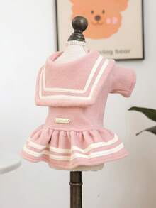 1 pieza Vestido de mascota con diseño de parche de letra - Rosa - Ver 6