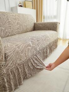 1pc Milk Silk Printed Sofa Slipcover With Ruffle Hem, High Elasticity, Machine Washable, Pet Proof, Suitable For Various Occasions - Multicolor - View 8