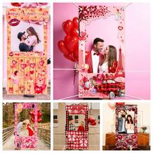 1件情人节相框、情人节窗帘、浪漫粉色小矮人派对拍照背景、结婚周年纪念派对装饰 - 彩色 - 查看 1