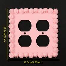 1pc Pink Cream Lace Socket Decor For Sweethearts, Sweet Girl Style Wall Control Panel, Bedroom Wall Lamp Control Panel Decor With Screws, No Power Required