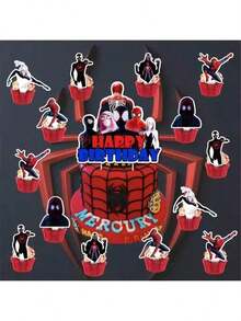 Giấy trang trí bánh sinh nhật chủ đề siêu anh hùng, phụ kiện trang trí bánh sinh nhật "Chúc mừng sinh nhật" cho bữa tiệc. - Nhiều màu - Xem 13