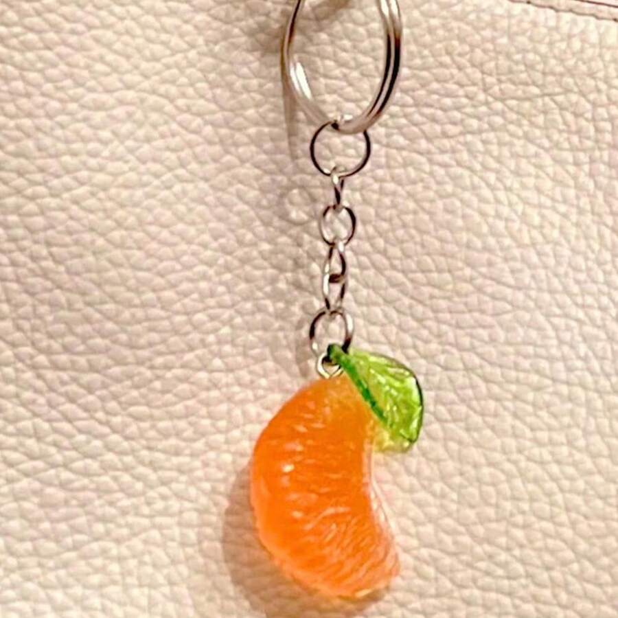 1pc/2pcs Fashion Keychain Punk Y2K Cute Orange Leaves Keychains For Women Bag Pendant Jewelry Trinket Girl's Car Key Ring Key Chain Accessories Car Accessories Bag Charm School Goth - 彩色 - 查看 1