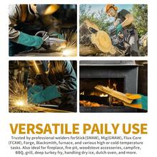 Leather MIG Welding Gloves - Heat Fire Resistant For Welding/Grilling/BBQ/Fireplace(Black/Brown/Blue),Green - Green - 查看 5