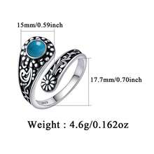 1 pieza Anillo de cuchara con patrón floral único de estilo bohemio vintage de plata de ley 925, adecuado para uso diario, casual y de vacaciones, regalo perfecto para mujeres en fiestas y cumpleaños - Plata antigua - Ver 4