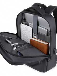 Unisex Large Capacity Travel Backpack, Outdoor Beach Bag, Student Backpack, Expandable Laptop Backpack, Functional Weekender Bag, Scratch-Resistant, Waterproof Material, Casual Business Men's Bag, Vintage Style, Suitable For Travel, Commuting, Shopping, Beach, Great Gift For Friends, Family, Boyfriend Holiday Laptop Case - Black - View 7