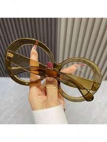 Transparent Round Oversized Glasses Fun Colorful Fashion Glasses Decorative Men's Women's Glasses - Màu Hoa hồng đỏ - Xem 8