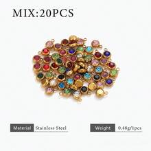 20pcs 304 Stainless Steel 18K Gold-Plated Multicoloured Rhinestone Mini Pendant DIY Charm Jewellery Earrings Necklace Making Pendant Suitable For Women's Everyday Wear Handmade Accessories - Pendant - View 20