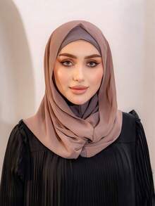 1pc Women 2 In 1 Instant Hijab Scarf, Chiffon Scarf Combo, Hijab, Soft & Breathable Material, Suitable For Daily Wear