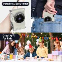 Appareil photo de voyage/pour enfants 4K 48MP à double objectif avec autofocus, zoom optique 16X, écran 2,4", carte 32 Go, flash intégré - léger et portable, convient aux débutants - Multicolore - Voir 6