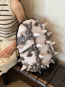 Punk Style Unique Design Shiny Backpack, Unisex Asymmetric Backpack