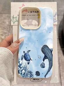 Funda para teléfono con diseño Ocean Life compatible con  17,  16 Pro Max,  15 Pro Max,  13 y  12. Cuenta con animales marinos y conchas. Proporciona protección contra golpes y caídas. Una maravillosa opción para familiares, amigos, seres queridos, novios, novias y regalos navideños. - Blanco - Ver 3