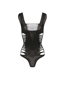 1pc Women's Black Spaghetti Strap Sheer Jumpsuit With Cutout Design, Rope Splice, Fashionable Minimalist Unique Charm Sexy Jumpsuit - Black - View 6