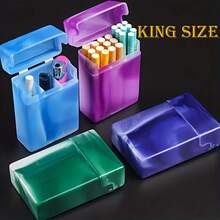 Multifunctional Divided Cigarette Case With Lighter Holder And Flip Cover - Heavy Duty Plastic Smoking Accessories Case, Men's Cigarette And Lighter Storage Box, Portable Durable Cigarette Case With Lighter Pocket (Not Compatible) - 隨機的 - 查看 4