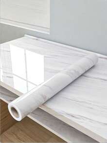 1卷大理石纹自粘墙纸，防水防油耐热厨房装饰墙纸，自粘浴室墙贴，阻燃高温炉灶防溅墙纸，带厚铝箔背衬