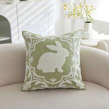 1 buah Sarung Bantal Hias Bordir Kelinci Hijau Paskah, Sarung Bantal Motif Bunga Musim Semi, Cocok untuk Dekorasi Dalam Ruangan, Sarung Bantal Musim Semi/Panas, Isian Bantal Tidak Termasuk - Hijau - View 9