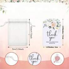 30 件/包新娘礼品套装 - 玫瑰图案塑料镜子、感谢卡和欧根纱袋 - 非常适合婚礼派对礼物和伴娘礼物 - 藍色 - 查看 4