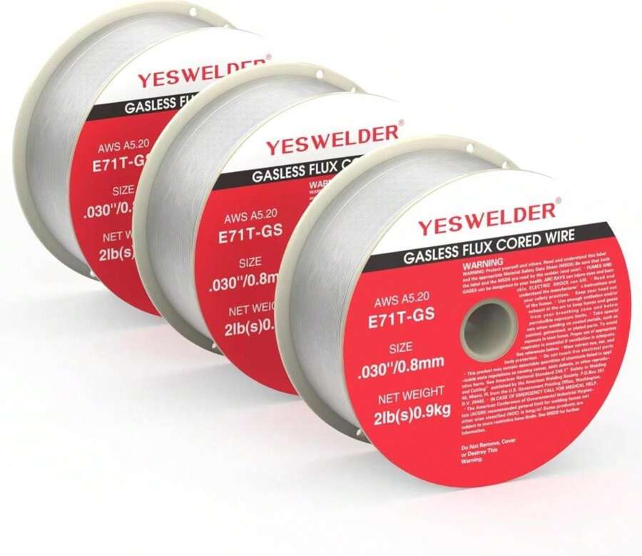 YESWELDER Flux Core Gasless MIG Wire, E71T-GS Mild Carbon Steel 030-Inch Diameter 2-Pound, Strong ABS Plastic Spool Welding Wire - MàuC - Xem 1