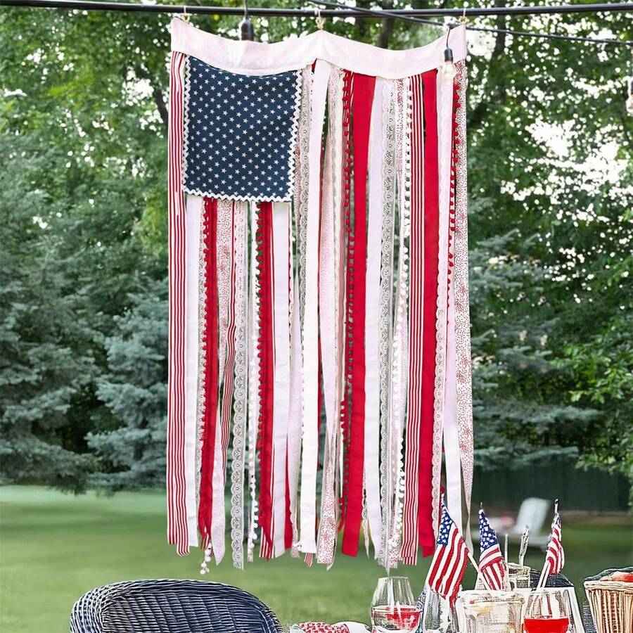 4th Of July Independence Day Decorations Memorial Day Decor Indoor And Outdoor Hanging Flag Banners - Blue - View 1