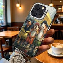 Funda de Teléfono Transparente con Patrón de Impermeable para Perro y Texto para iPhone 14 15 Pro Max  Galaxy S23 S24 Plus Adecuada para Todas las Estaciones Opción de Regalo Ideal - Negro - Ver 6