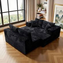 132-Inch U-Shaped Modular Sofa Bed, Ultra-Comfortable Corduroy Cloud Sofa, Boneless Couch For Living Room,Sofa Mit Schlaffunktion,Sectional Sofa For Living Room,Recliner,No Assembly Required. - 黑色 - 查看 8