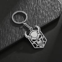 1pc Stainless Steel Skeleton Keychain, Unisex Metal Keyring, Fashion Accessory & Bag Charm, Suitable As Gift - steel color - View 2