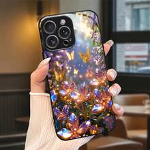 Funda de Teléfono: Funda de Teléfono de Plástico con Textura de Cristal de Mariposa Dorada, Adecuada para iPhone 17 Air/16 Plus/15 Pro Max/14/13 Mini/12/11/X/XR/XS/7/8/SE/6S/5, Regalo Unisex - Colores mixtos - Ver 7